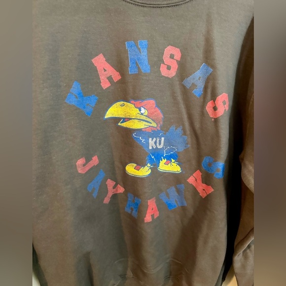 Kansas Jayhawks Gray Crewneck Sweatshirt, Size L - Picture 2 of 6
